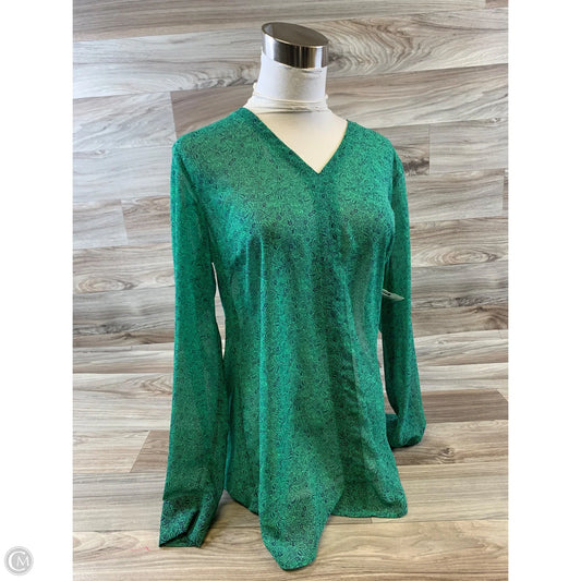 Top Long Sleeve Basic By Cabi In Blue & Green, Size: S