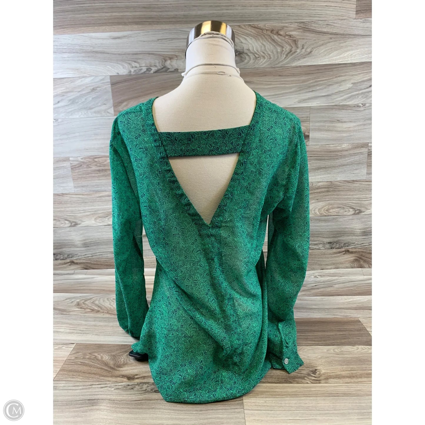 Top Long Sleeve Basic By Cabi In Blue & Green, Size: S