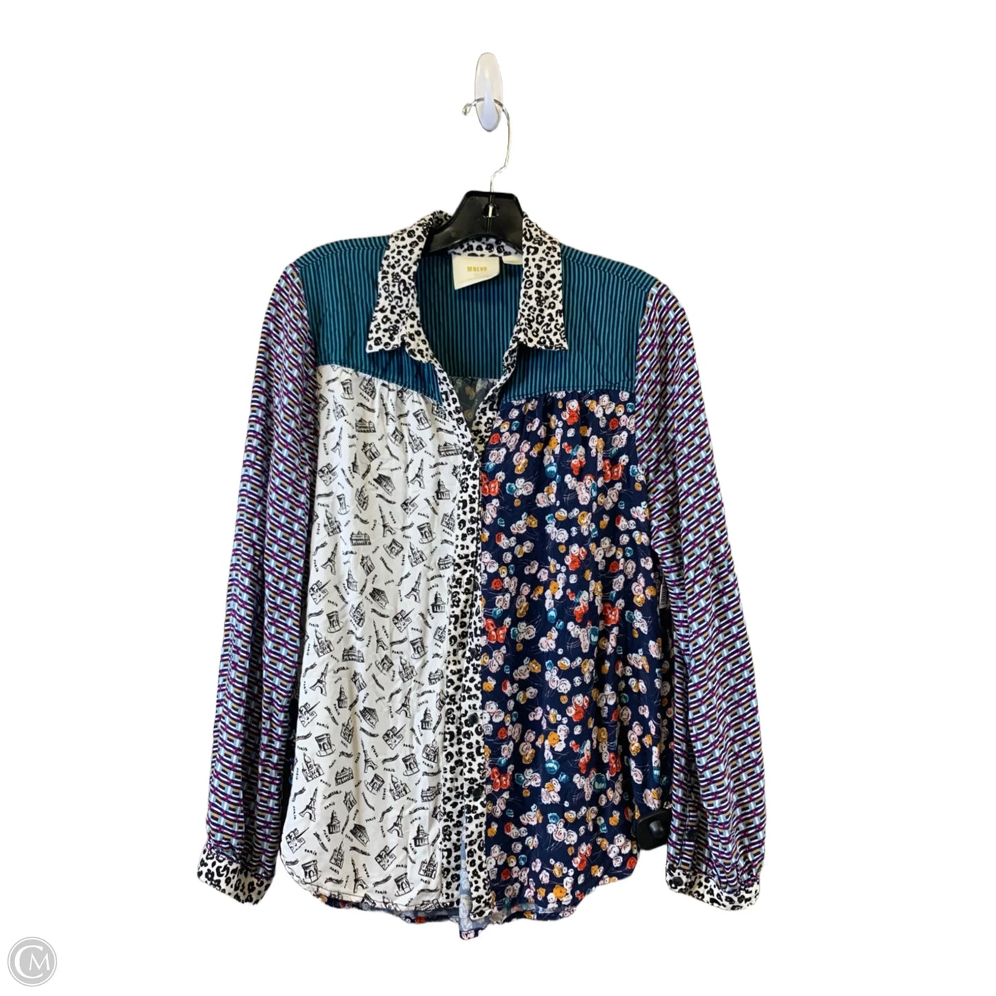 Top Long Sleeve Basic By Maeve In Blue & White, Size: M