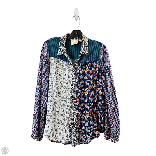 Top Long Sleeve Basic By Maeve In Blue & White, Size: M