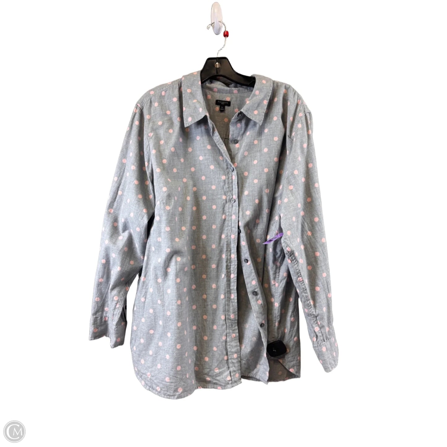 Top Long Sleeve Basic By Talbots In Polkadot Pattern, Size: 3x