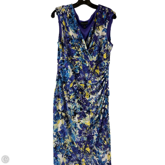 Dress Casual Midi By Connected Apparel In Purple & Yellow, Size: Xl
