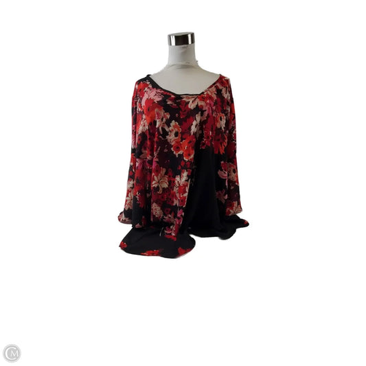 Top 3/4 Sleeve By Chenault In Black & Red, Size: 1x