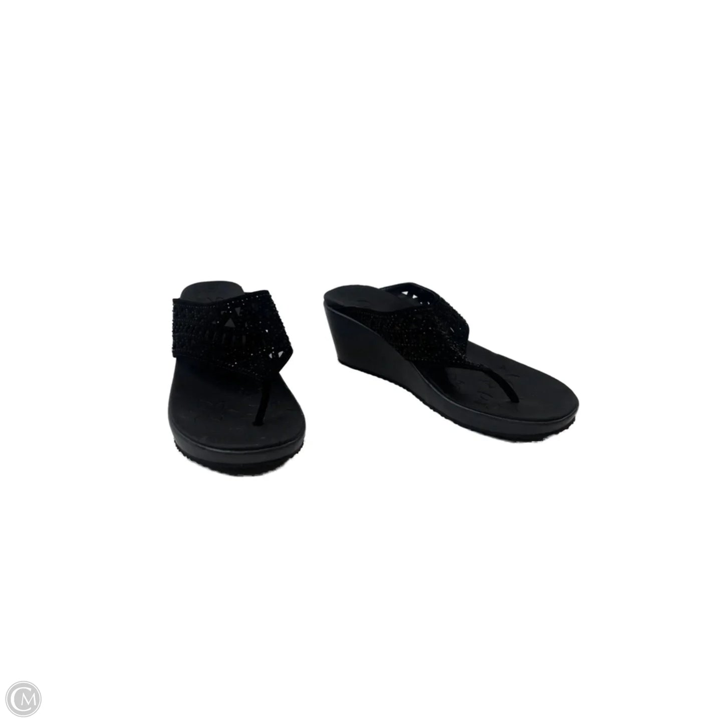 Sandals Heels Wedge By Skechers In Black, Size: 9
