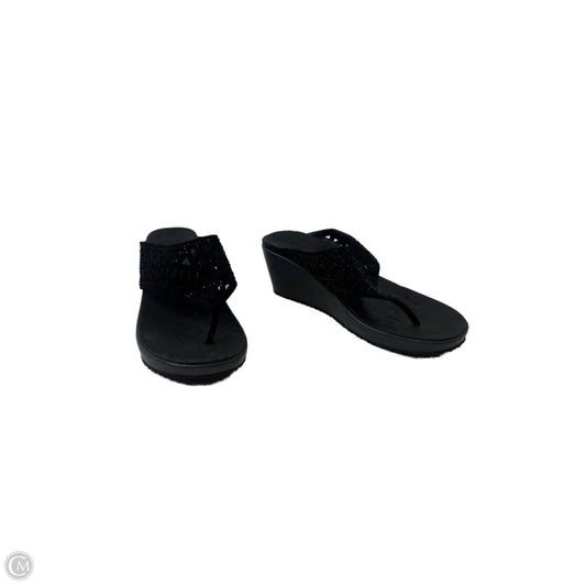 Sandals Heels Wedge By Skechers In Black, Size: 9