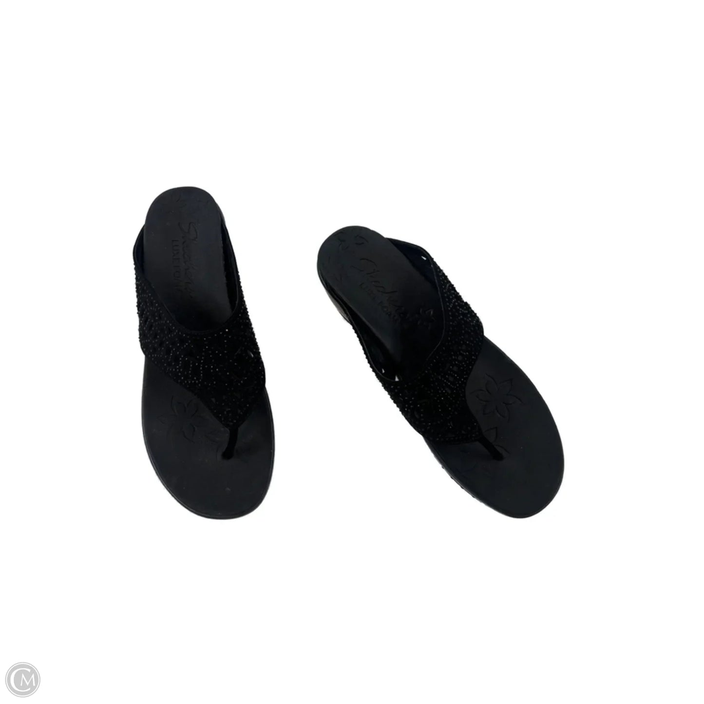 Sandals Heels Wedge By Skechers In Black, Size: 9
