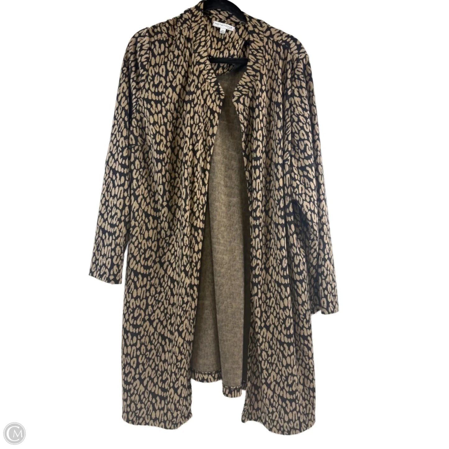 Sweater Cardigan By Notations In Black & Tan, Size: 2x