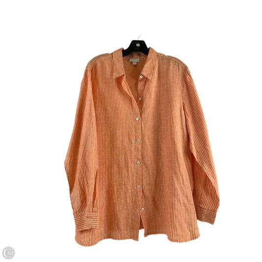 Top Long Sleeve By J. Jill In Orange & White, Size: L