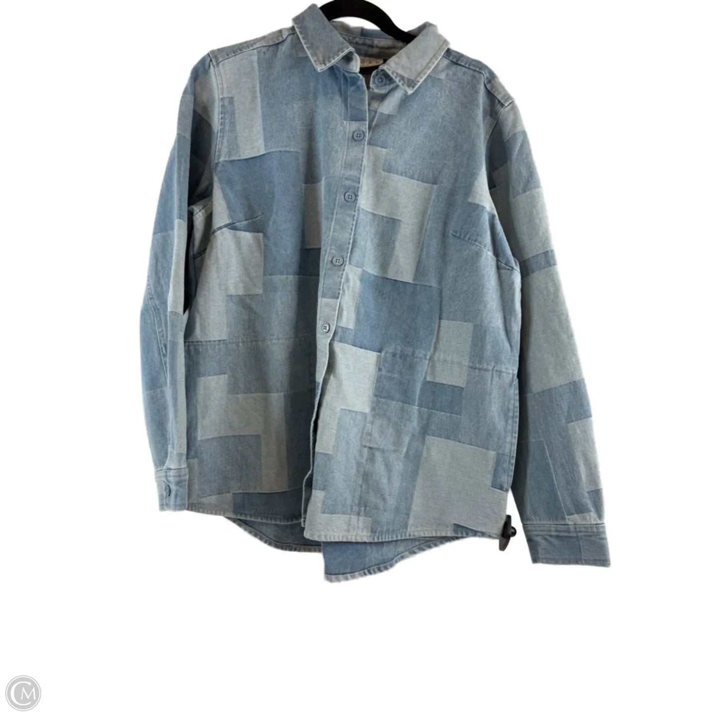 Jacket Shirt By Joan Rivers In Blue Denim, Size: M
