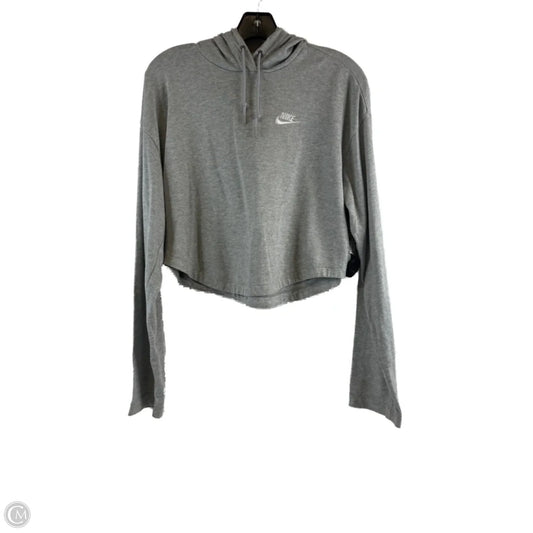 Athletic Top Long Sleeve Hoodie By Nike Apparel In Grey & White, Size: M