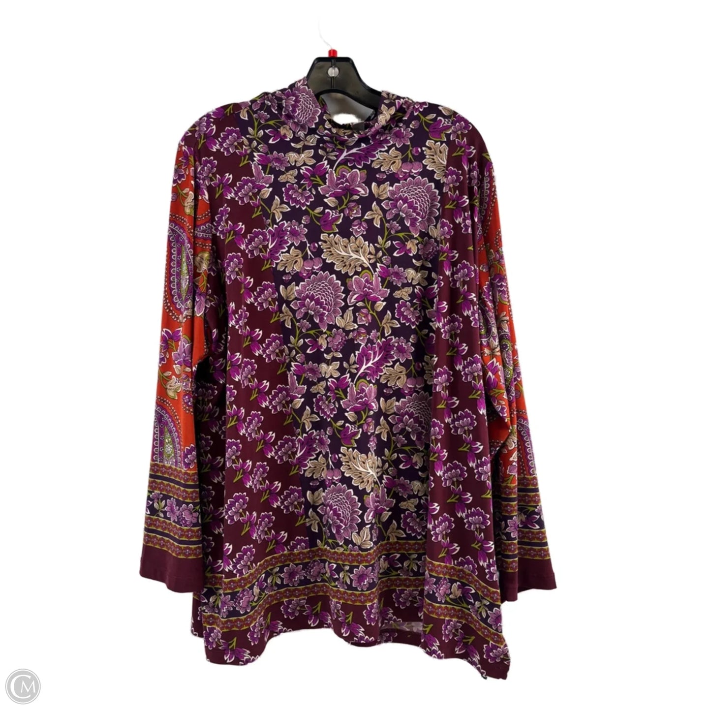 Top Long Sleeve By Susan Graver In Orange & Purple, Size: 2x