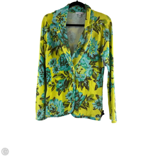 Sweater Cardigan By Isaac Mizrahi Live Qvc In Blue & Yellow, Size: S