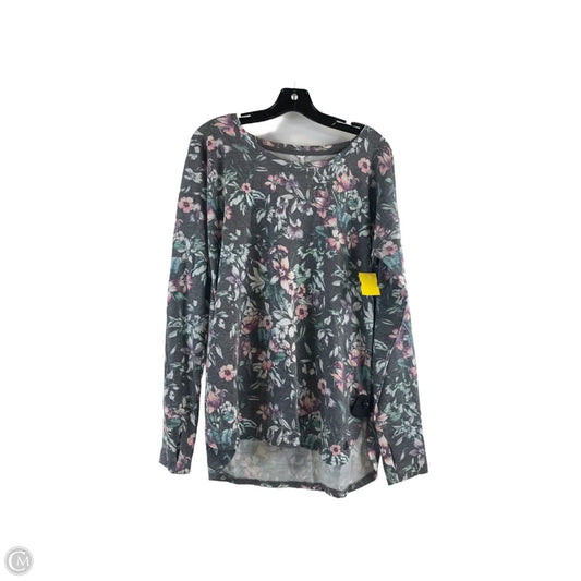 Top Long Sleeve By Ideology In Grey & Pink, Size: L