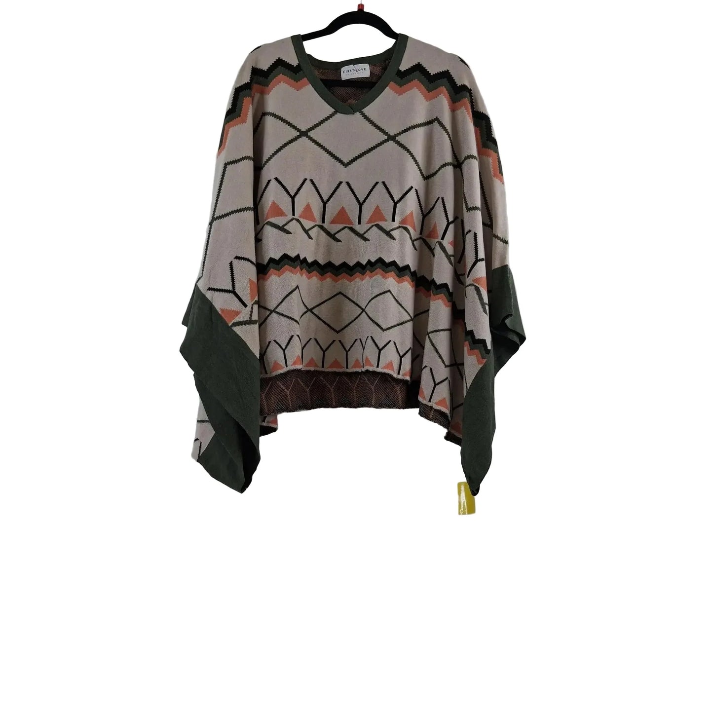 Poncho By First Love In Green & Tan, Size: Osfm