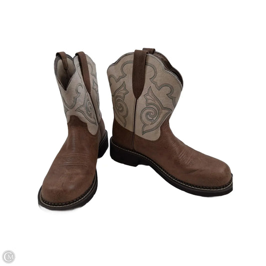 Boots Western By Ariat In Brown & Cream, Size: 10