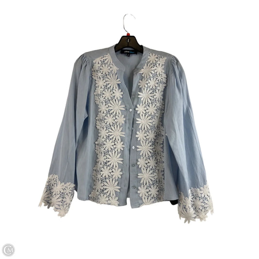 Top Long Sleeve By Alice Blue In Blue & White, Size: S