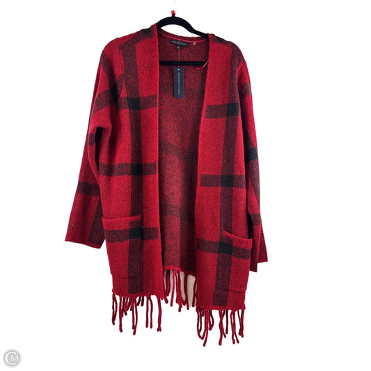 Sweater Cardigan By Adrienne Vittadini In Black & Red, Size: Xl