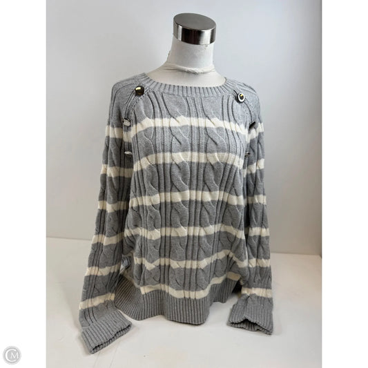 Sweater By Talbots In Grey & White, Size: Xl