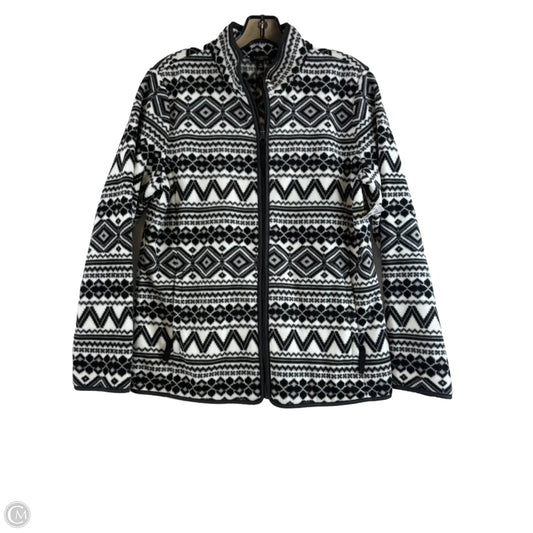 Jacket Fleece By Talbots In Black & White, Size: Mp