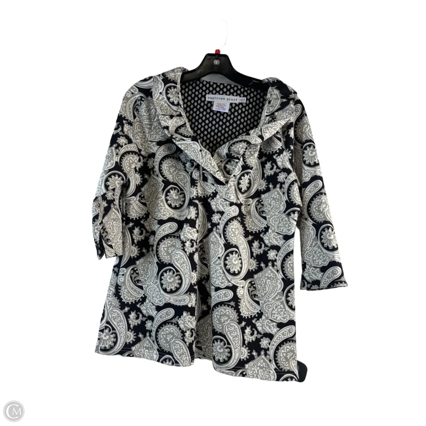 Top 3/4 Sleeve By Gretchen Scott In Black & Green, Size: L