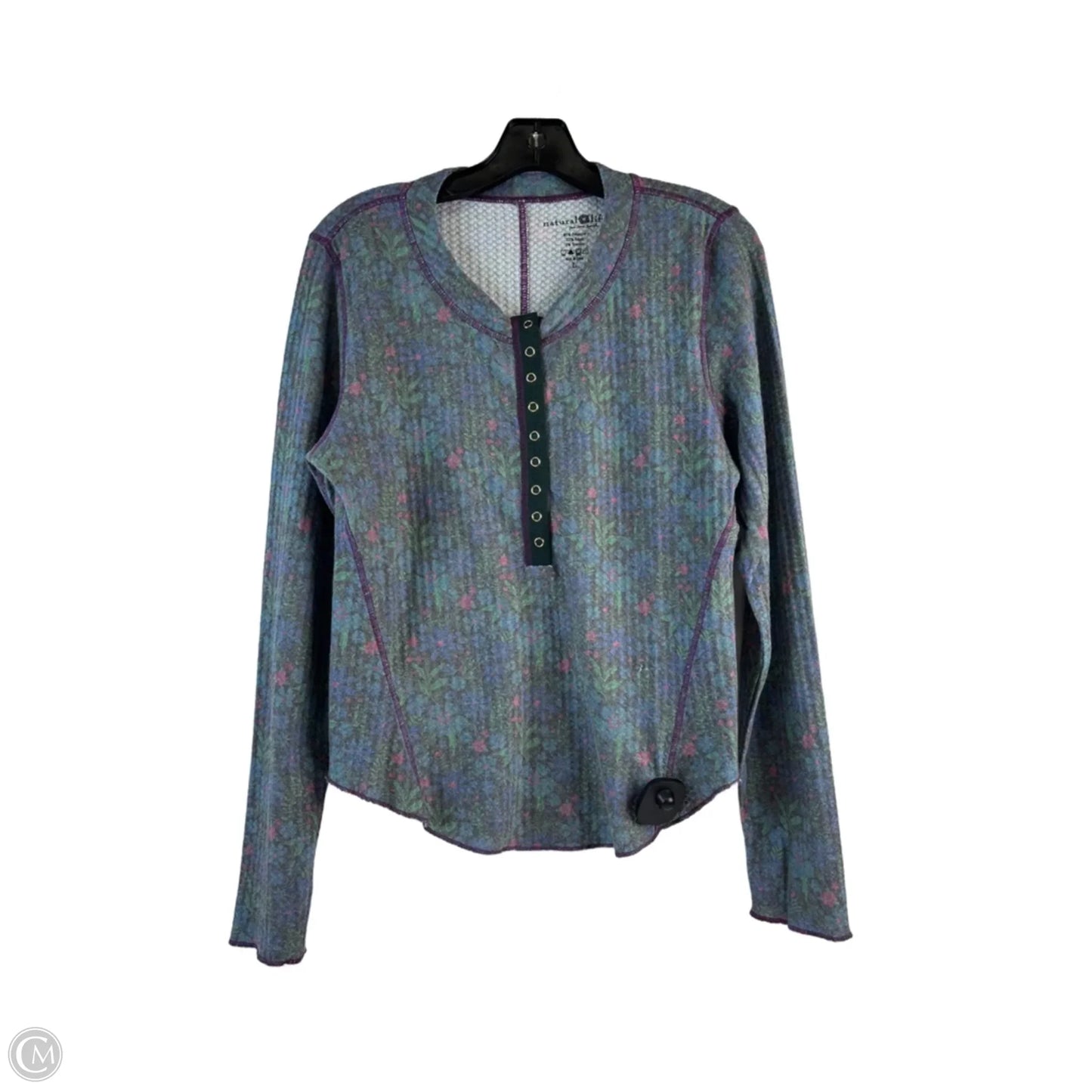 Top Long Sleeve By Natural Life In Blue & Green, Size: L