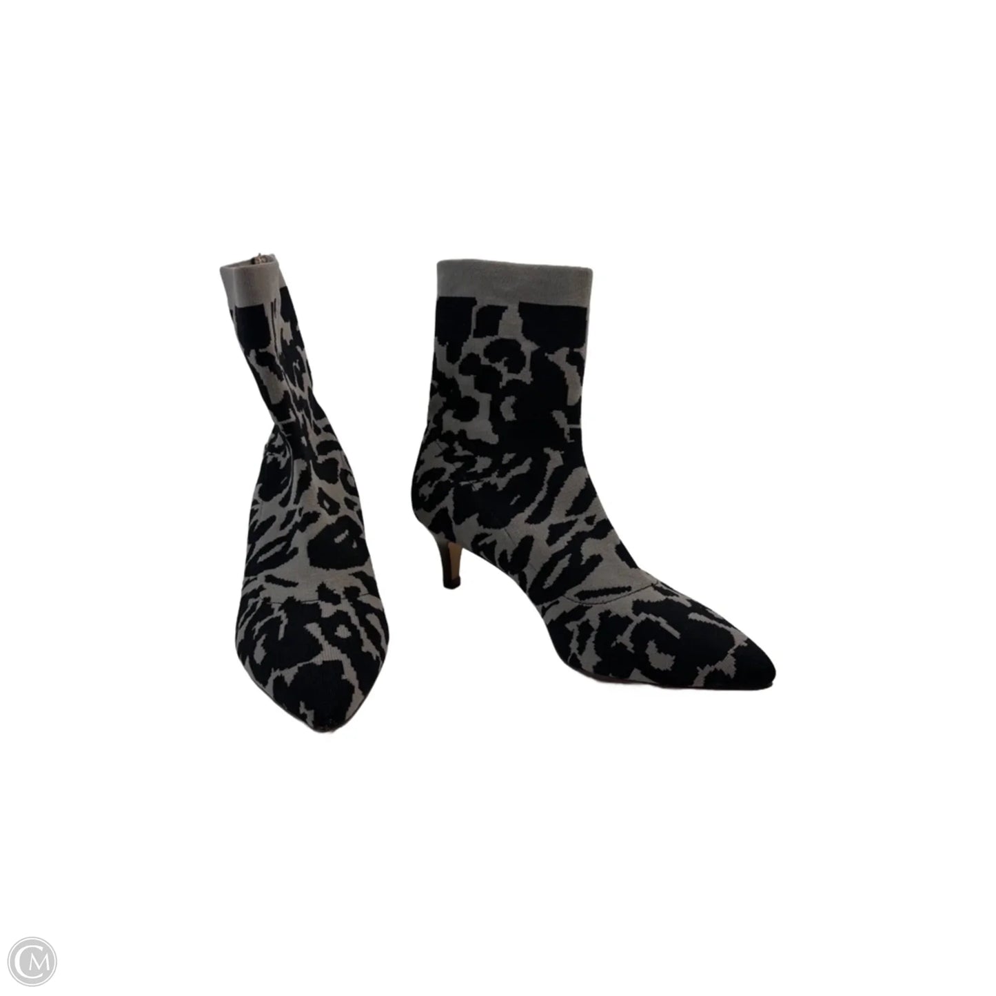 Boots Ankle Heels By Clothes Mentor In Black & Grey, Size: 6