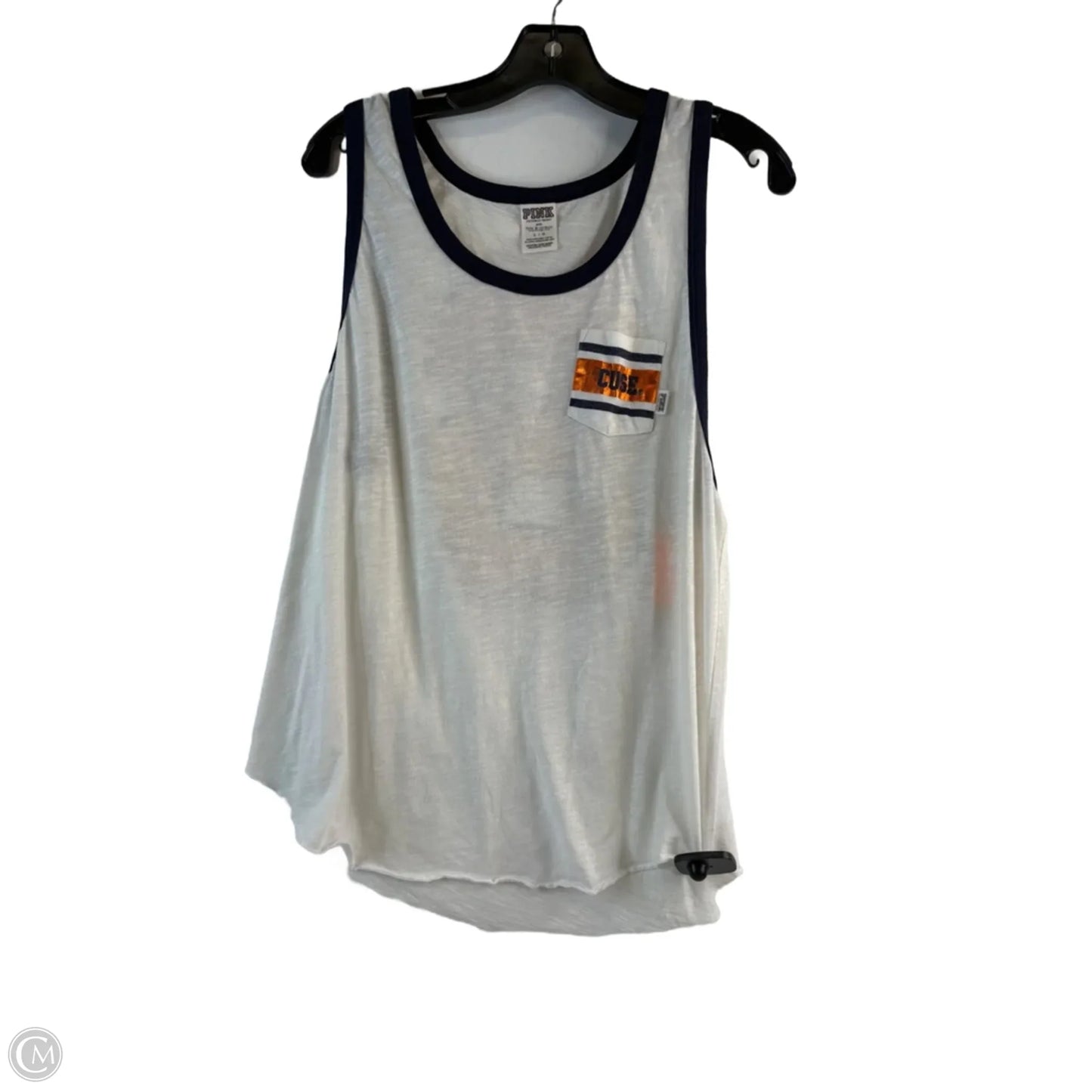 Athletic Tank Top By Pink In Blue & White, Size: L