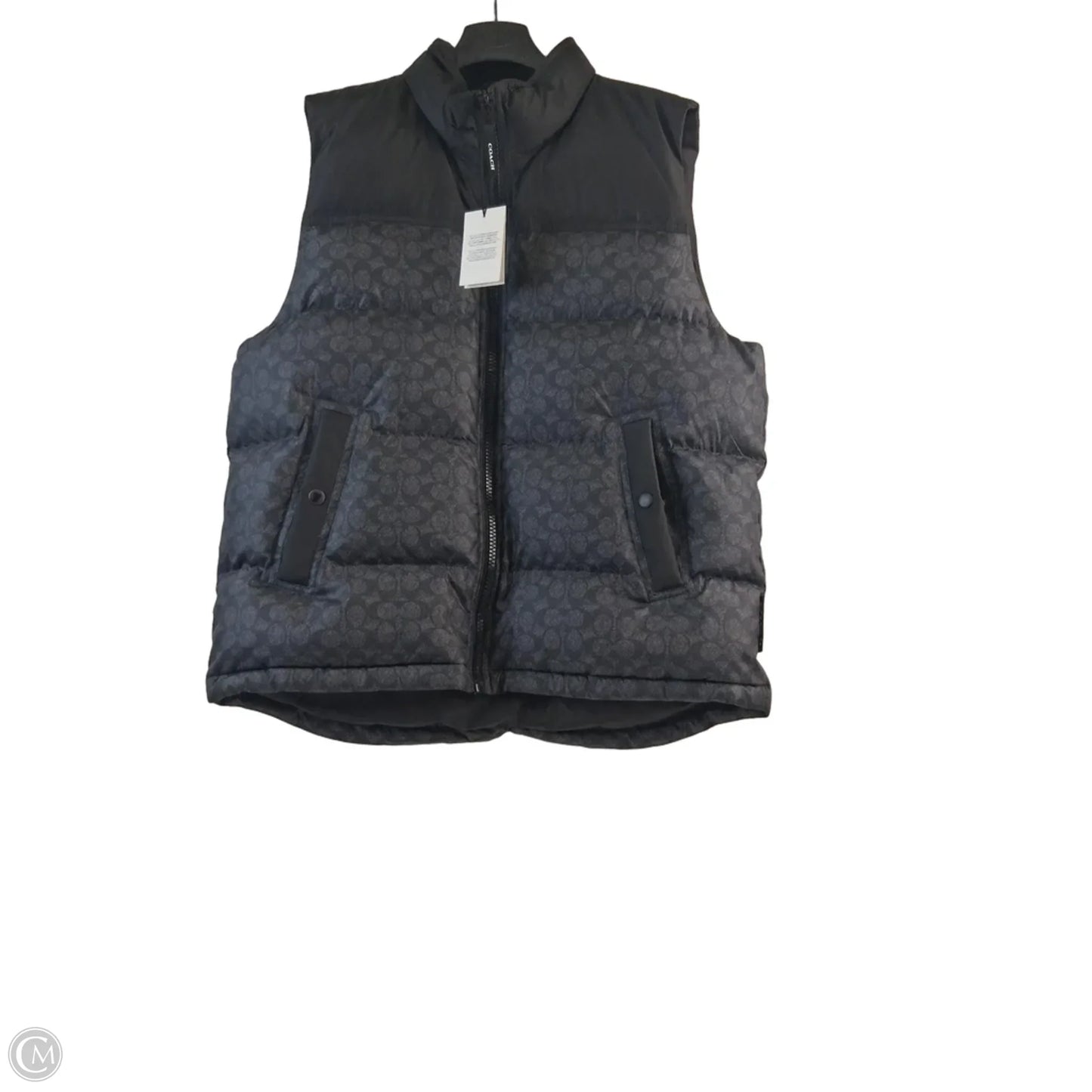 Vest Designer By Coach In Black & Grey, Size: Xl