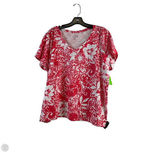 Top Short Sleeve By Habitat In Red & White, Size: Xxl