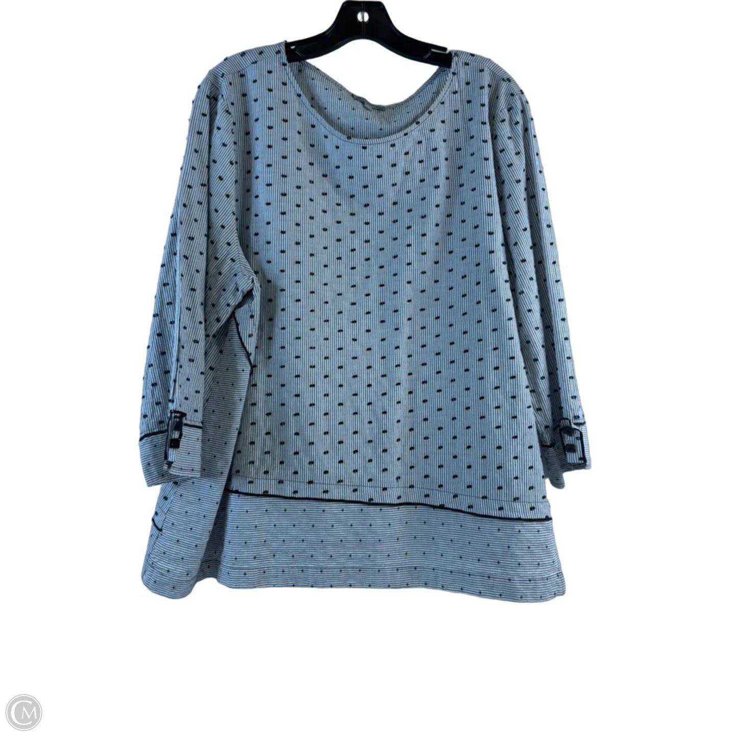 Top 3/4 Sleeve By Habitat In Blue & White, Size: Xl