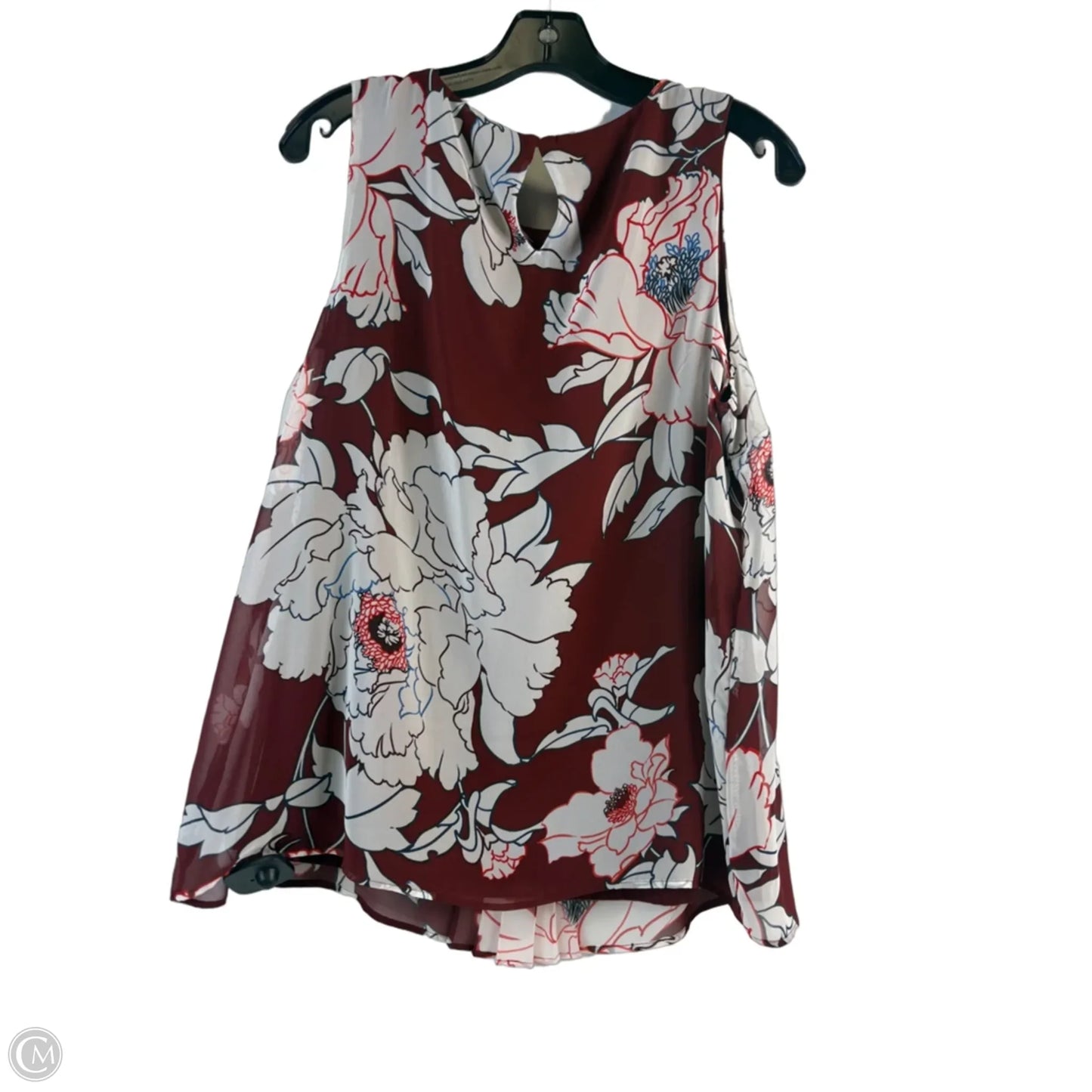 Top Sleeveless By Apt 9 In Red & White, Size: L