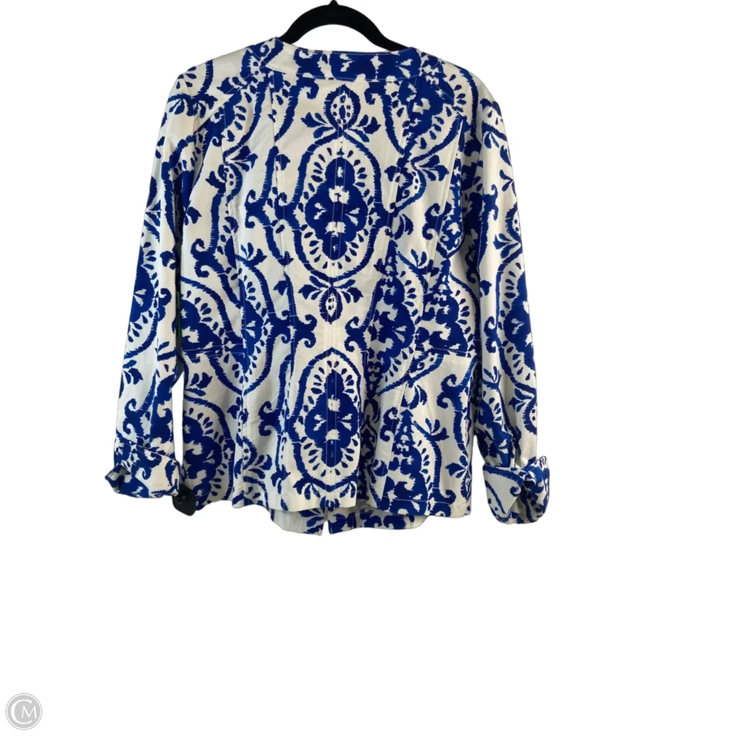 Blazer By Chicos In Blue & White, Size: L