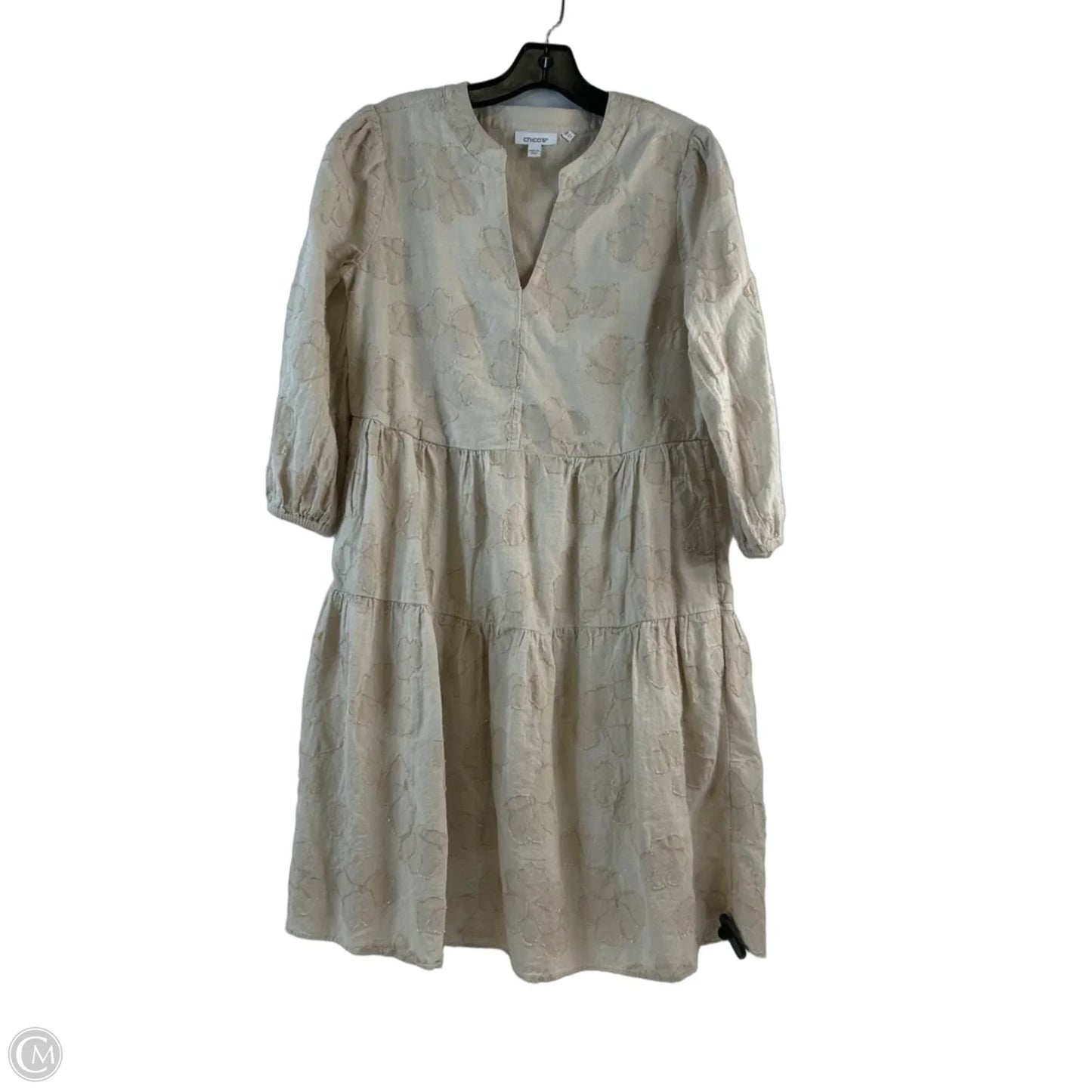 Dress Casual Midi By Chicos In Beige, Size: Xs