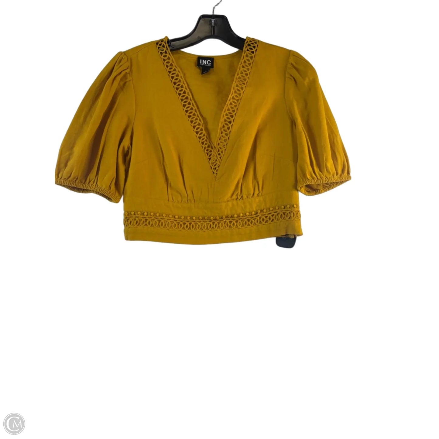 Top Short Sleeve By Inc In Yellow, Size: S