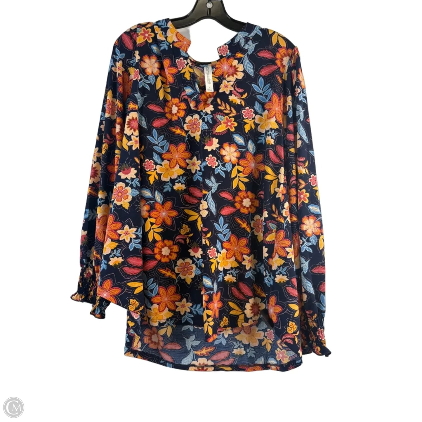 Top Long Sleeve By Dear Scarlett In Blue & Orange, Size: L
