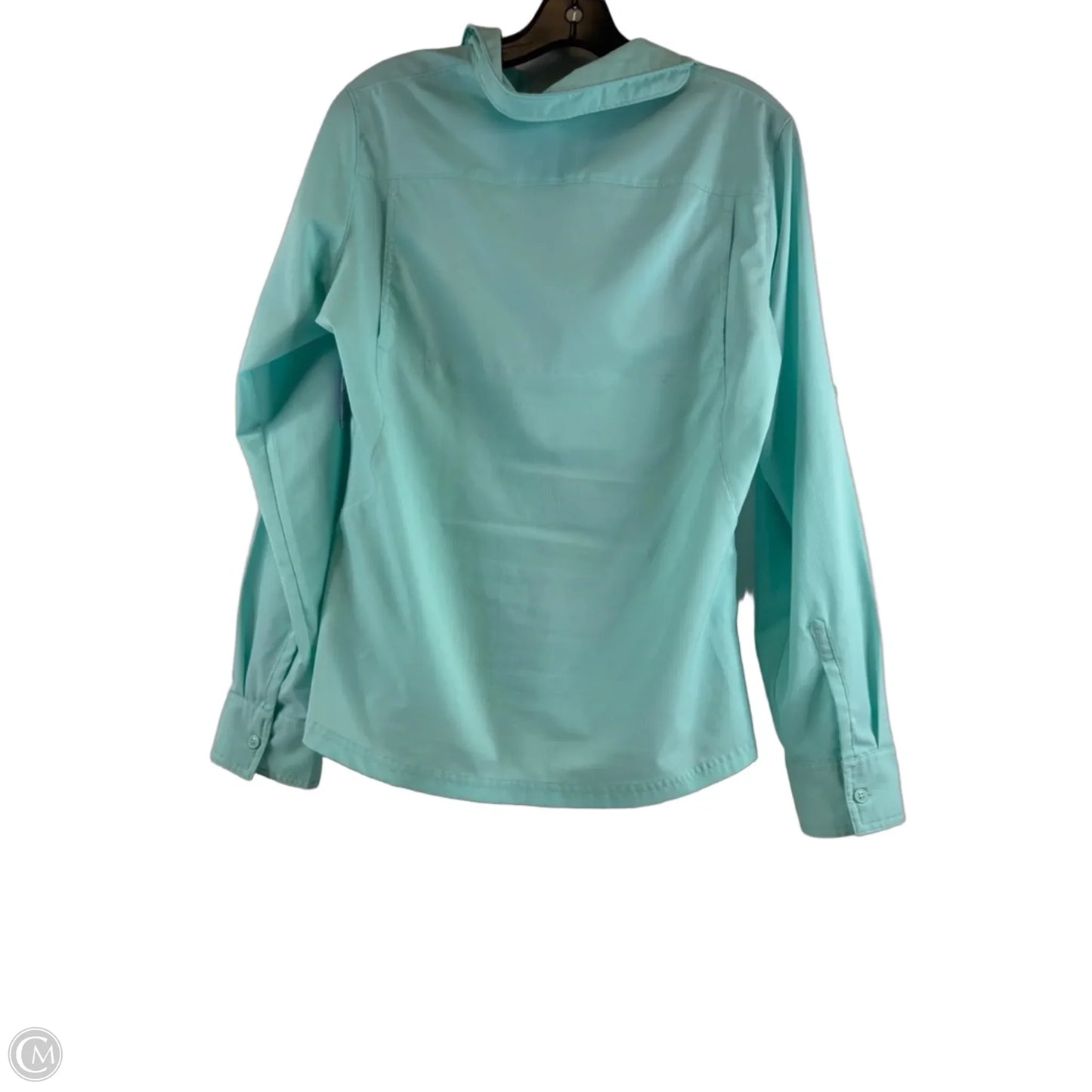 Athletic Top Long Sleeve Collar By Columbia In Aqua, Size: M