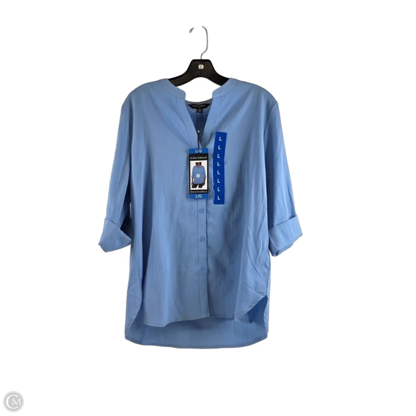 Top Short Sleeve By Mario Serrani In Blue, Size: L