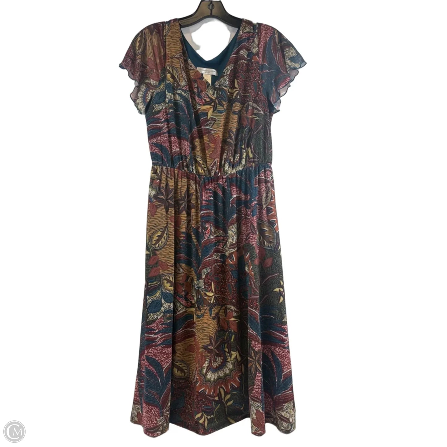 Dress Casual Midi By Christopher And Banks In Blue & Tan, Size: Sp