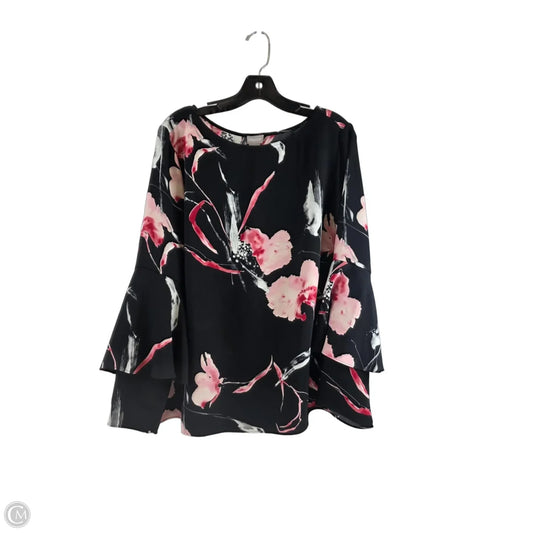 Top Long Sleeve By Chicos In Black & Pink, Size: Xl
