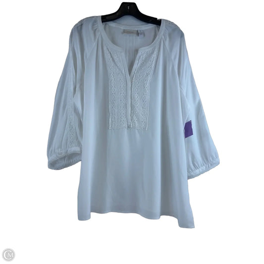 Top 3/4 Sleeve By Chicos In White, Size: Xl