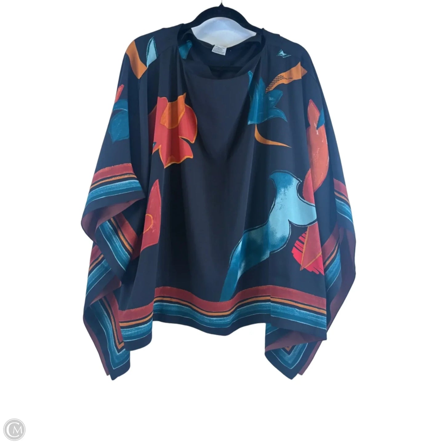 Poncho By Chicos In Black & Orange, Size: M
