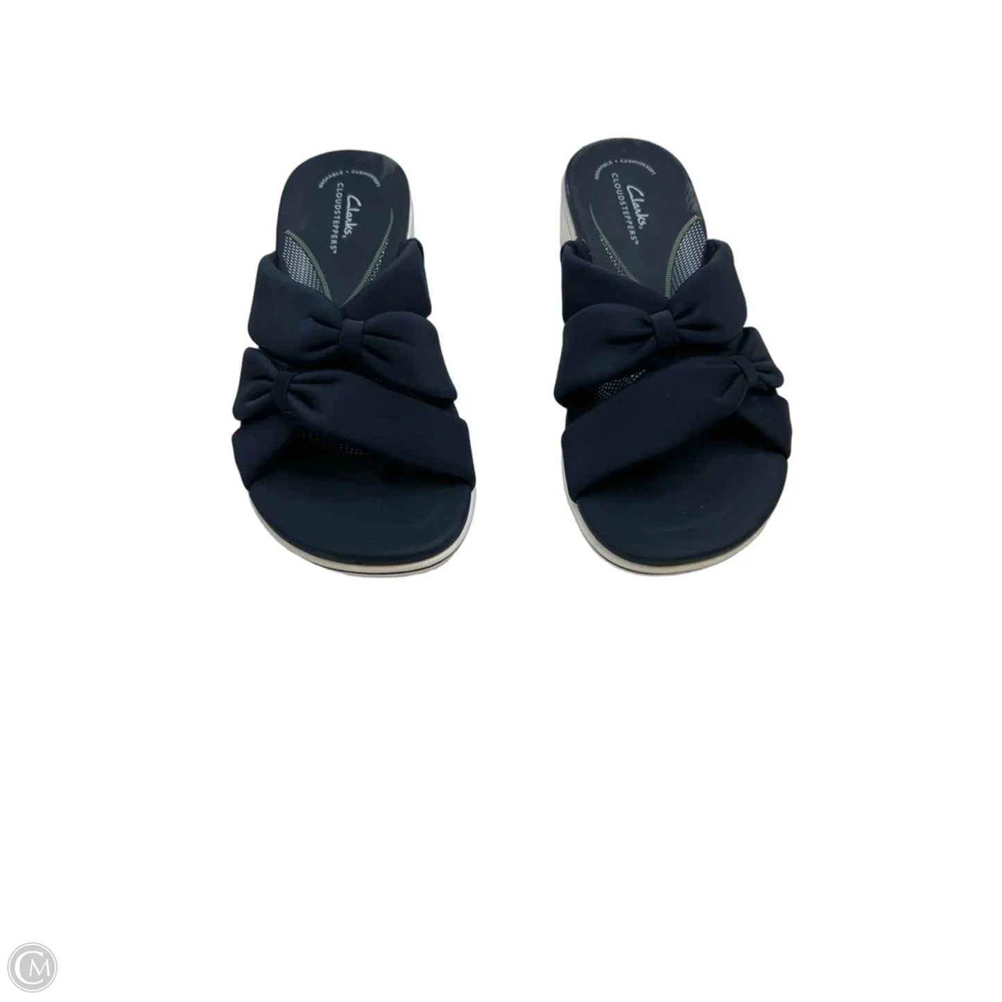 Sandals Heels Wedge By Clarks In Blue & White, Size: 8