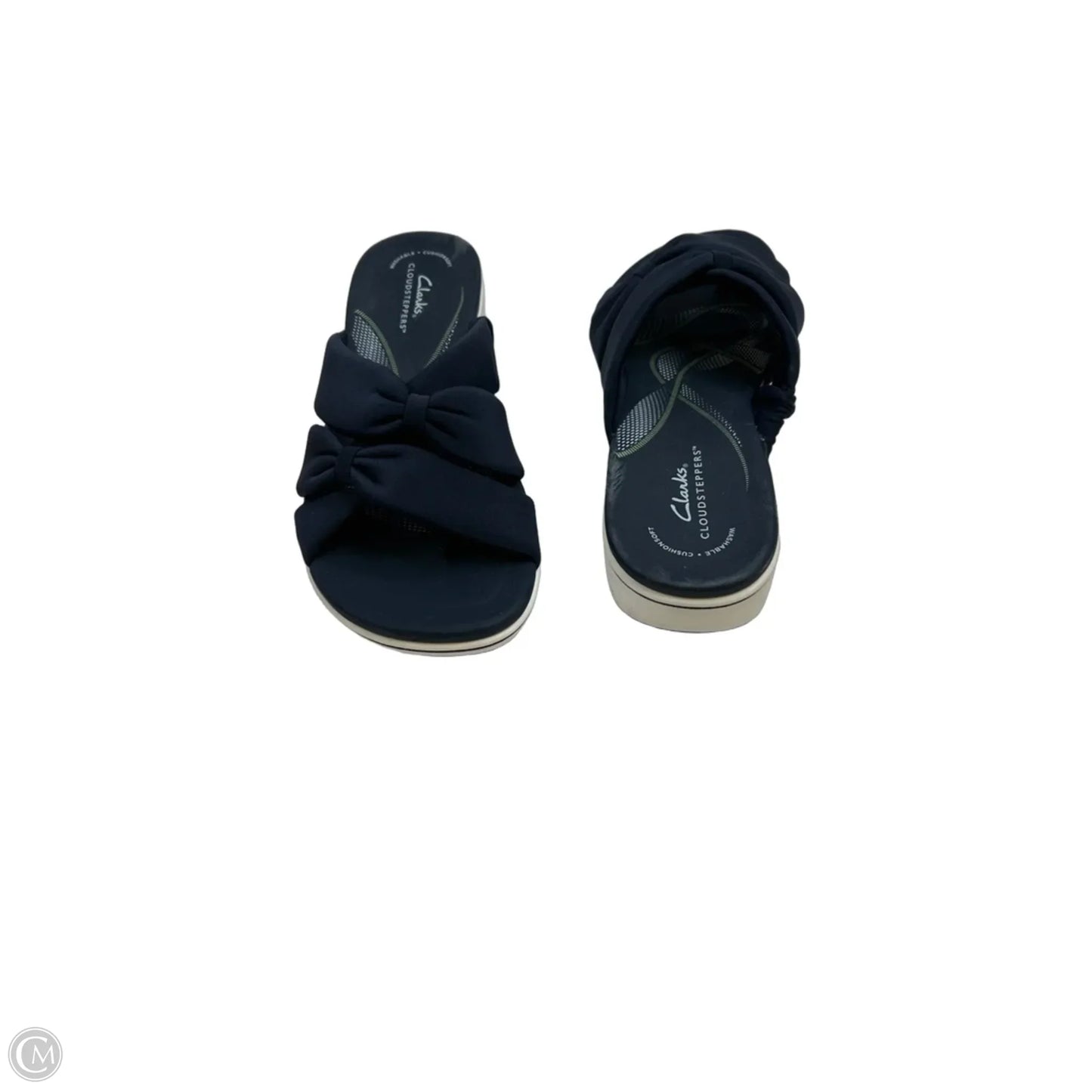 Sandals Heels Wedge By Clarks In Blue & White, Size: 8