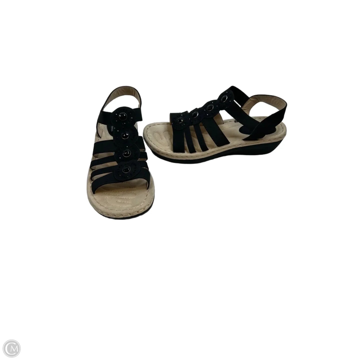 Sandals Heels Wedge By Cliffs By White Mountain In Black & Tan, Size: 8