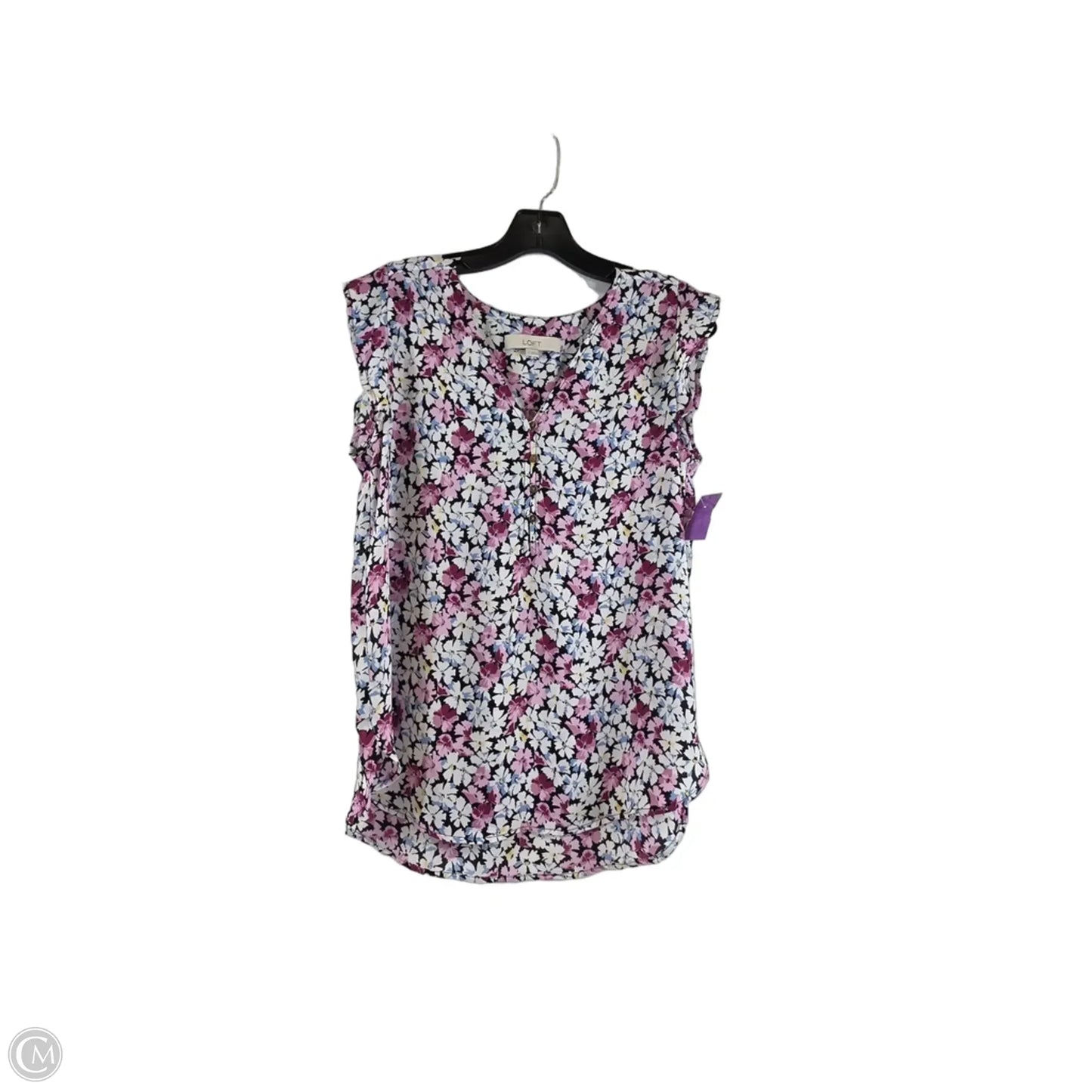 Top Short Sleeve By Loft In Pink & White, Size: S