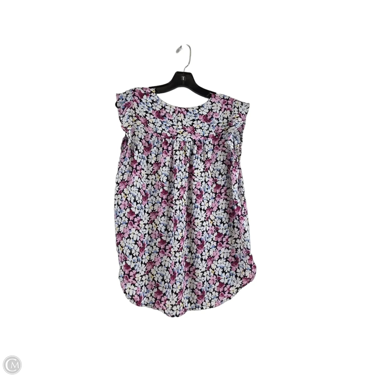 Top Short Sleeve By Loft In Pink & White, Size: S