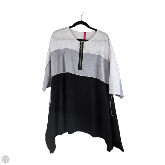 Top Short Sleeve By Ic By Connie K In Black & Grey, Size: L