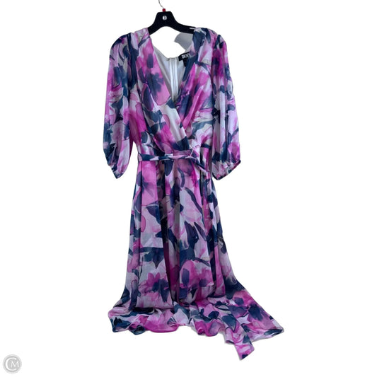 Dress Casual Midi By Dkny In Pink & White, Size: Xl