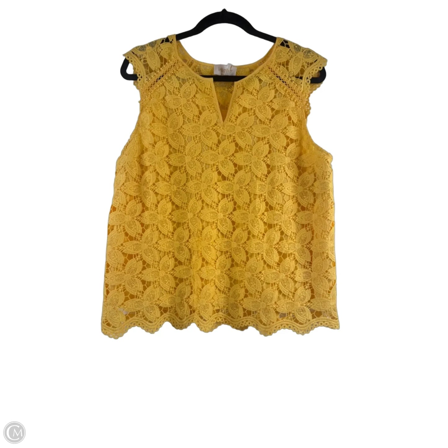 Top Sleeveless By Laundry In Yellow, Size: L