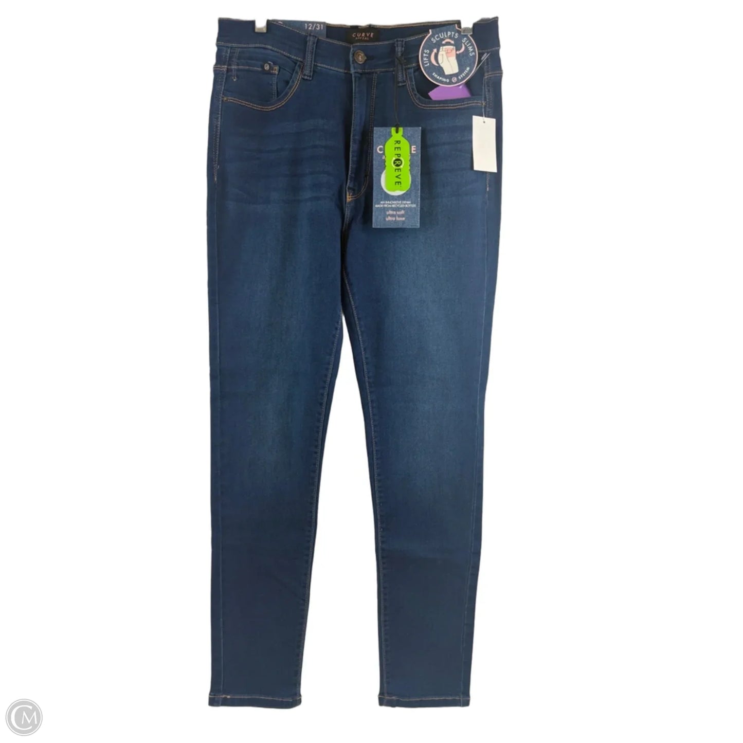 Jeans Skinny By Curve Appeal In Blue Denim, Size: 12